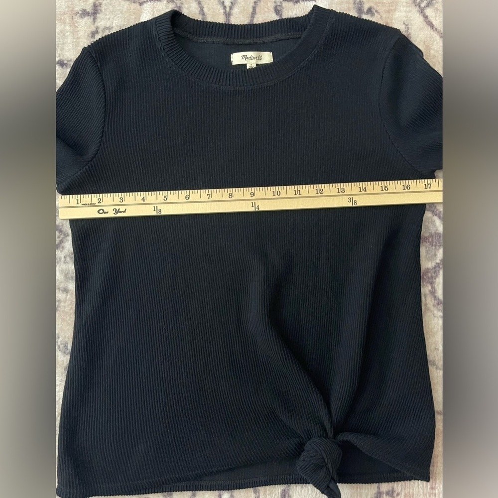 NWT Madewell Elwood Knot Front Long Sleeve Ribbed Black Top Size Small - Picture 6 of 9
